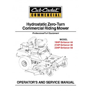 Cub Cadet Hydrostatic Commercial ZeroTurnService Manual Enforcer 44, 48,54