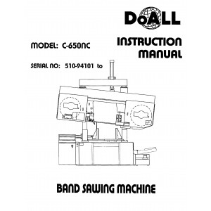 Doall Bandsaw Operators Manual Model No. C-650NC