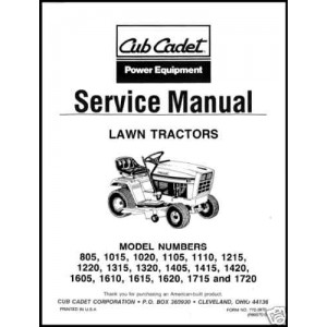 Cub Cadet Service Manual 805 thru 1730 Form No 772-3870