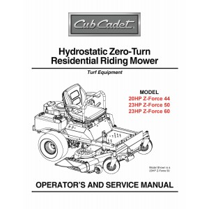 Cub Cadet Hydrostatic Residential Zero Turn Z-Force 44-50-60 Operation and Service Manual