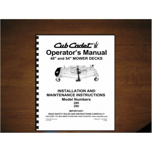 Cub Cadet 48" & 54" Mower Deck Operator's Manual Model 190-289-100 /190-290-100