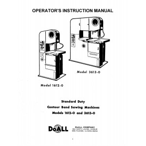 DoAll Band Saw Operators Manual Model No. 1612·0 - 3613-0