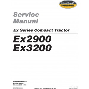 Cub Cadet Yanmar Service Manual Model EX2900 & EX3200