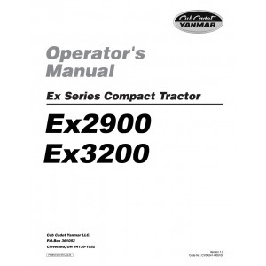 Cub Cadet Yanmar Operator Manual Model EX2900 & EX3200