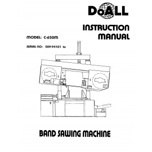 Doall Bandsaw Operators Manual Model No. C-650M